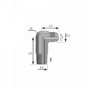 90° Long connector male JIC – male NPT. (LMJ..MN.L)